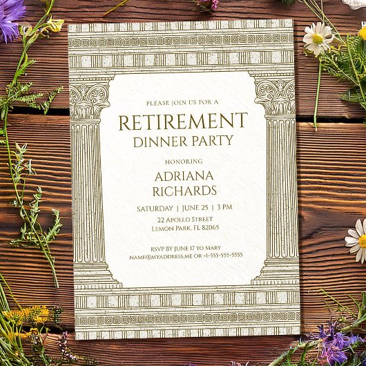 Elegant retirement Party with columns 招待状