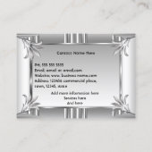Elegant Retro Art Deco Silver Chrome Metal 名刺 (裏面)