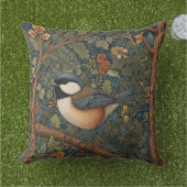 Elegant Retro Art Nouveau woodland bird アウトドアクッション (芝生)