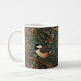 Elegant Retro Art Nouveau woodland bird コーヒーマグカップ