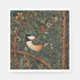 Elegant Retro Art Nouveau woodland bird スタンダードランチョンナプキン