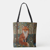 Elegant retro boho red fox woodland animal トートバッグ (裏面)