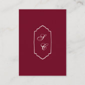 Elegant Retro Checkered Burgundy Wedding エンクロージャーカード (裏面)