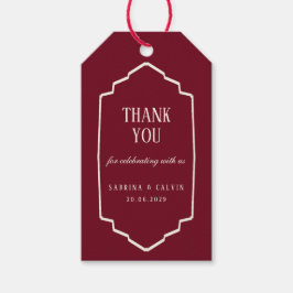 Elegant Retro Checkered Burgundy Wedding ギフトタグ