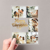 Elegant Retro Faux Gold Family Christmas Card アクリル招待状 (インサイチュ (ポータブル))