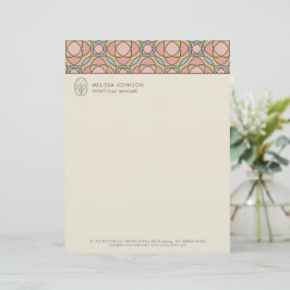 Elegant Retro Geometric Esthetician Letterhead レターヘッド