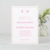 Elegant Retro Hot Pink Monogram Wedding  招待状 (スタンド正面)