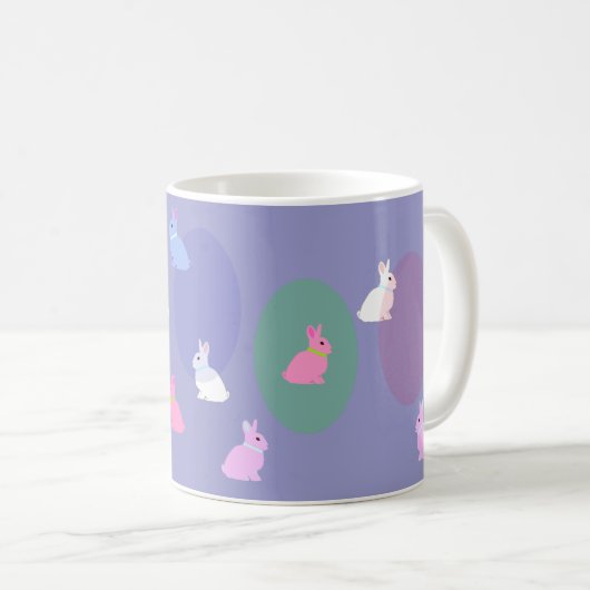 Elegant Retro Lilac Rabbit Bunny Easter Mug コーヒーマグカップ (正面右)
