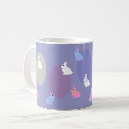 Elegant Retro Lilac Rabbit Bunny Easter Mug コーヒーマグカップ (正面左)