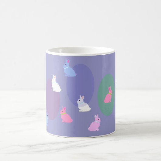 Elegant Retro Lilac Rabbit Bunny Easter Mug コーヒーマグカップ (中央)