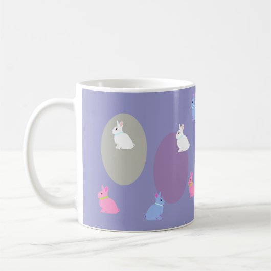 Elegant Retro Lilac Rabbit Bunny Easter Mug コーヒーマグカップ (左)
