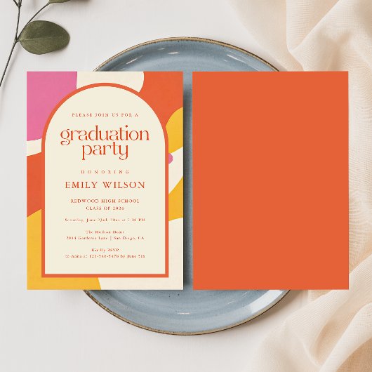 Elegant Retro Script Arch Frame Grad Graduation サンキューカード