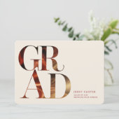 Elegant Retro Script Grad Photo Graduation 招待状 (スタンド正面)