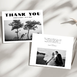 Elegant Retro Typography Photo Wedding Thank You