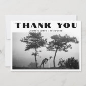 Elegant Retro Typography Photo Wedding Thank You (正面)