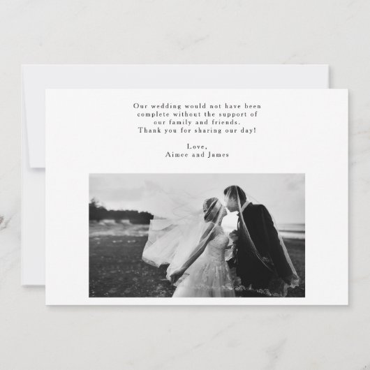 Elegant Retro Typography Photo Wedding Thank You (裏面)