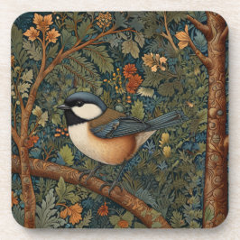 Elegant retro woodland bird  コースター