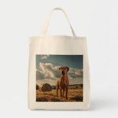 Elegant Rhodesian Ridgeback Grocery Tote トートバッグ (正面)