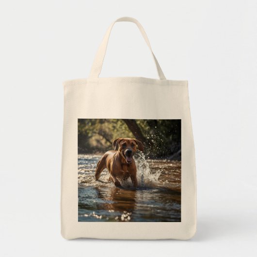 Elegant Rhodesian Ridgeback Grocery Tote トートバッグ (正面)