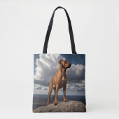 Elegant Rhodesian Ridgeback Shoulder Tote トートバッグ (正面)