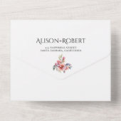 Elegant rhododenron peach-pink flowers wedding オールインワン招待状 (裏面)