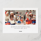 Elegant Ribbon & Berry Christmas Family photo 箔シーズンカード (裏面)