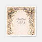 Elegant Ribbon Mask Mardi Gras Masquerade スタンダードカクテルナプキン (正面)