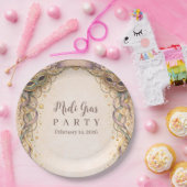 Elegant Ribbon Mask Mardi Gras Masquerade ペーパープレート (パーティー)