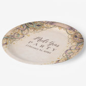 Elegant Ribbon Mask Mardi Gras Masquerade ペーパープレート (アングル)