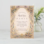 Elegant Ribbon Mask Mardi Gras Masquerade 招待状 (スタンド正面)