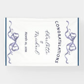 Elegant Ribbon Romantic Wedding Congratulations  横断幕 (横)