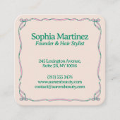 Elegant Ribbon Swirl Decorative Frame スクエア名刺 (正面)