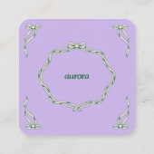 Elegant Ribbon Swirl Decorative Frame スクエア名刺 (裏面)
