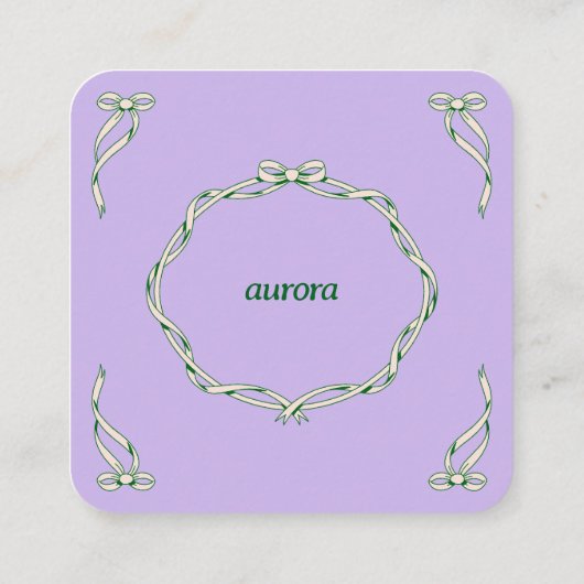 Elegant Ribbon Swirl Decorative Frame スクエア名刺 (裏面)