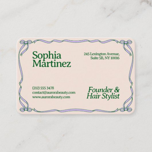 Elegant Ribbon Swirl Decorative Frame Business Car 名刺 (正面)