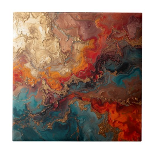 Elegant Rich Copper Patina Metallic gold  タイル (正面)