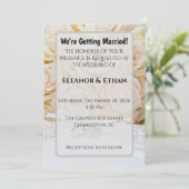 Elegant Rings & Cream Rose Bouquet Wedding  招待状 (スタンド正面)