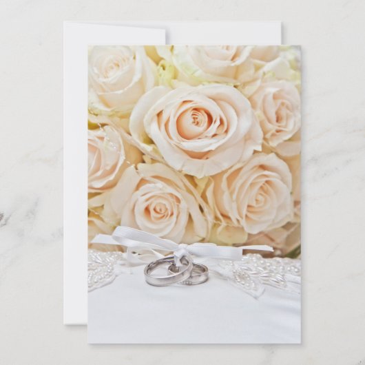 Elegant Rings & Cream Rose Bouquet Wedding  招待状 (裏面)