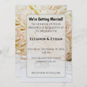 Elegant Rings & Cream Rose Bouquet Wedding  招待状 (正面/裏面)