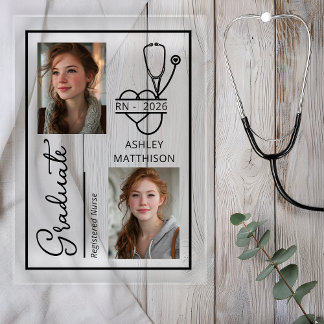 Elegant RN 2026 Nursing Grad Photo Announcement アクリル招待状