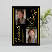 Elegant RN 2026 Nursing Grad Photo Announcement 箔招待状 (立ち正面)