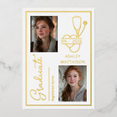 Elegant RN 2026 Nursing Grad Photo Announcement 箔招待状 (正面)