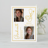 Elegant RN 2026 Nursing Grad Photo Announcement 箔招待状 (立ち正面)