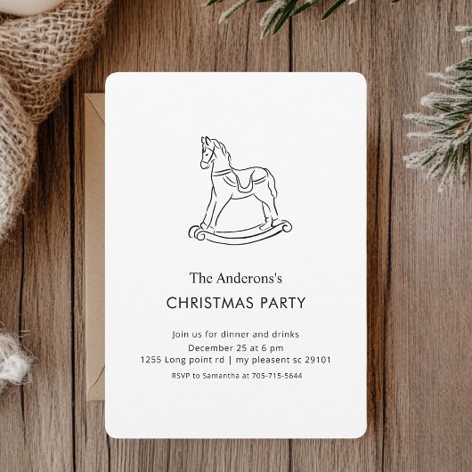 "Elegant Rocking Horse Christmas Party 招待状