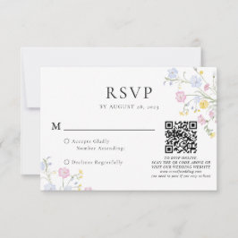 Elegant Rococo Floral Crest Wedding QR Code 出欠カード