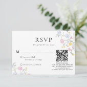 Elegant Rococo Floral Crest Wedding QR Code 出欠カード (スタンド正面)