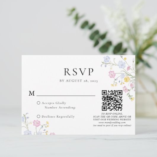 Elegant Rococo Floral Crest Wedding QR Code 出欠カード (スタンド正面)