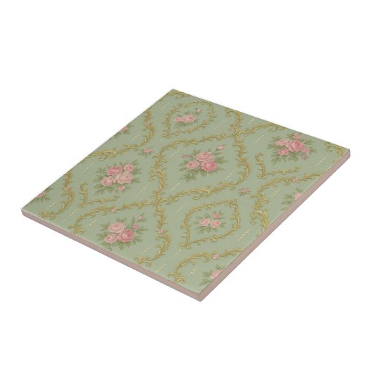 Elegant Rococo Floral Pattern in Soft Pastels タイル (側面)