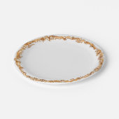 Elegant Rococo Floral Poinsettia Holiday Dining ペーパープレート (アングル)