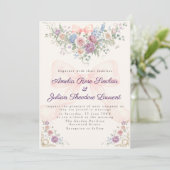 Elegant Rococo Garden with Blush Ribbon Bow Weddin 招待状 (スタンド正面)